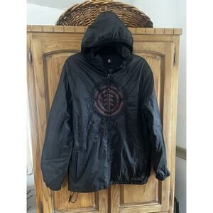 Element Lined Lightweight Rain Jacket Zip Up With Hood And Pockets Size M